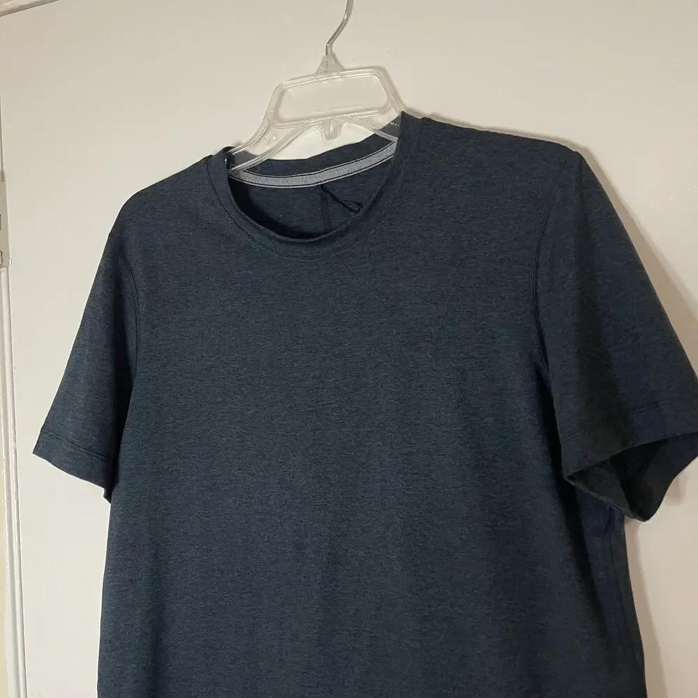 Lululemon blue navy short sleeve crew neck workout shirt large